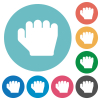 Right handed grab gesture flat white icons on round color backgrounds - Right handed grab gesture flat round icons