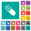 Medicine with dna molecule multi colored flat icons on plain square backgrounds. Included white and darker icon variations for hover or active effects. - Medicine with dna molecule square flat multi colored icons