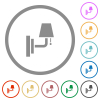 Wall lamp flat color icons in round outlines on white background - Wall lamp flat icons with outlines