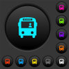 School bus with driver dark push buttons with vivid color icons on dark grey background - School bus with driver dark push buttons with color icons