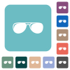 Aviator sunglasses with glosses rounded square flat icons - Aviator sunglasses with glosses white flat icons on color rounded square backgrounds