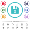 Protected file flat color icons in circle shape outlines. 12 bonus icons included. - Protected file flat color icons in circle shape outlines