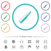 Bullet rifle ammo with gloss flat color icons in circle shape outlines - Bullet rifle ammo with gloss flat color icons in circle shape outlines. 12 bonus icons included.