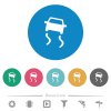 Slippery road dashboard indicator flat white icons on round color backgrounds. 6 bonus icons included. - Slippery road dashboard indicator flat round icons