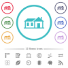 Family house flat color icons in circle shape outlines. 12 bonus icons included. - Family house flat color icons in circle shape outlines