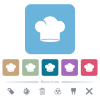 Chef hat white flat icons on color rounded square backgrounds. 6 bonus icons included - Chef hat flat icons on color rounded square backgrounds