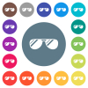 Aviator sunglasses with glosses flat white icons on round color backgrounds. 17 background color variations are included. - Aviator sunglasses with glosses flat white icons on round color backgrounds
