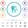 Dental examination flat color icons in circle shape outlines. 12 bonus icons included. - Dental examination flat color icons in circle shape outlines