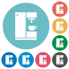 Coffee machine flat white icons on round color backgrounds - Coffee machine flat round icons