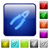 Combined pliers icons in rounded square color glossy button set - Combined pliers color square buttons