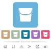 Single bucket white flat icons on color rounded square backgrounds. 6 bonus icons included - Single bucket flat icons on color rounded square backgrounds