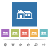 Family house flat white icons in square backgrounds. 6 bonus icons included. - Family house flat white icons in square backgrounds