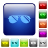 Aviator sunglasses with glosses icons in rounded square color glossy button set - Aviator sunglasses with glosses color square buttons