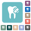 Dental care white flat icons on color rounded square backgrounds - Dental care rounded square flat icons