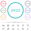 Soccer tournament 2022 flat color icons in circle shape outlines. 12 bonus icons included. - Soccer tournament 2022 flat color icons in circle shape outlines