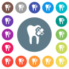 Dental care flat white icons on round color backgrounds. 17 background color variations are included. - Dental care flat white icons on round color backgrounds