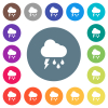 Stormy weather flat white icons on round color backgrounds. 17 background color variations are included. - Stormy weather flat white icons on round color backgrounds