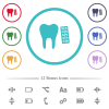 Dental medicine flat color icons in circle shape outlines - Dental medicine flat color icons in circle shape outlines. 12 bonus icons included.