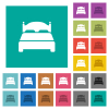 Double bed multi colored flat icons on plain square backgrounds. Included white and darker icon variations for hover or active effects. - Double bed square flat multi colored icons