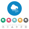 Windy weather flat round icons - Windy weather flat white icons on round color backgrounds. 6 bonus icons included.
