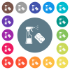 Spray bottle and sponge flat white icons on round color backgrounds. 17 background color variations are included. - Spray bottle and sponge flat white icons on round color backgrounds