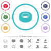 Insulating tape flat color icons in circle shape outlines. 12 bonus icons included. - Insulating tape flat color icons in circle shape outlines