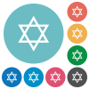 Star of David flat white icons on round color backgrounds - Star of David flat round icons