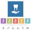 Dental provision flat white icons in square backgrounds. 6 bonus icons included. - Dental provision flat white icons in square backgrounds