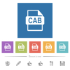 CAB file format flat white icons in square backgrounds. 6 bonus icons included. - CAB file format flat white icons in square backgrounds