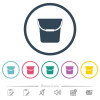 Single bucket flat color icons in round outlines. 6 bonus icons included. - Single bucket flat color icons in round outlines