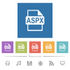 ASPX file format flat white icons in square backgrounds. 6 bonus icons included. - ASPX file format flat white icons in square backgrounds