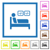 Intensive care flat color icons in square frames on white background - Intensive care flat framed icons