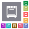 Oven square flat icons - Oven flat icons on simple color square backgrounds