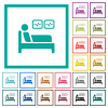 Intensive care flat color icons with quadrant frames on white background - Intensive care flat color icons with quadrant frames