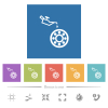 Oiler can and bearings flat white icons in square backgrounds - Oiler can and bearings flat white icons in square backgrounds. 6 bonus icons included.