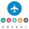 Passenger aircraft flat white icons on round color backgrounds. 6 bonus icons included. - Passenger aircraft flat round icons