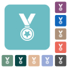 Medal with star rounded square flat icons - Medal with star white flat icons on color rounded square backgrounds