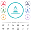 Kitchen gas stove flat color icons in circle shape outlines - Kitchen gas stove flat color icons in circle shape outlines. 12 bonus icons included.