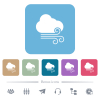 Windy weather white flat icons on color rounded square backgrounds. 6 bonus icons included - Windy weather flat icons on color rounded square backgrounds