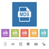 MDS file format flat white icons in square backgrounds - MDS file format flat white icons in square backgrounds. 6 bonus icons included.