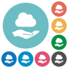 Cloud services flat white icons on round color backgrounds - Cloud services flat round icons