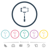 Smartphone on selfie stick front view flat color icons in round outlines - Smartphone on selfie stick front view flat color icons in round outlines. 6 bonus icons included.