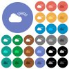 Rainbow weather round flat multi colored icons - Rainbow weather multi colored flat icons on round backgrounds. Included white, light and dark icon variations for hover and active status effects, and bonus shades.