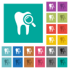 Dental examination square flat multi colored icons - Dental examination multi colored flat icons on plain square backgrounds. Included white and darker icon variations for hover or active effects.