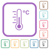 Celsius thermometer medium temperature simple icons in color rounded square frames on white background - Celsius thermometer medium temperature simple icons