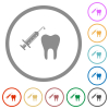 Tooth anesthesia flat color icons in round outlines on white background - Tooth anesthesia flat icons with outlines