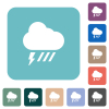 Stormy and downpour weather white flat icons on color rounded square backgrounds - Stormy and downpour weather rounded square flat icons