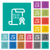 Digital certificate square flat multi colored icons - Digital certificate multi colored flat icons on plain square backgrounds. Included white and darker icon variations for hover or active effects.