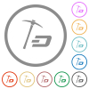 Dash cryptocurrency mining with treasure flat color icons in round outlines on white background - Dash cryptocurrency mining with treasure flat icons with outlines