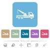 Crane truck flat icons on color rounded square backgrounds - Crane truck white flat icons on color rounded square backgrounds. 6 bonus icons included